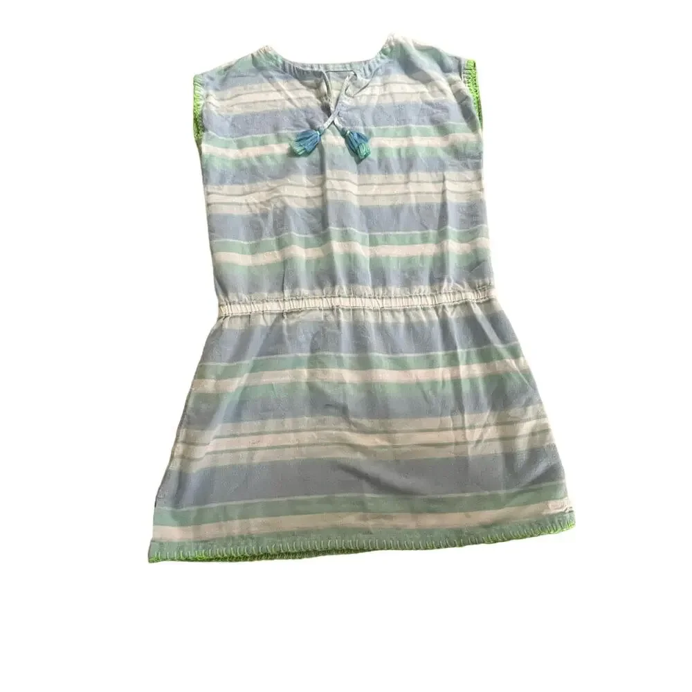 Vineyard Vines Girls Light Blue, Mint & White Striped Swim Coverup